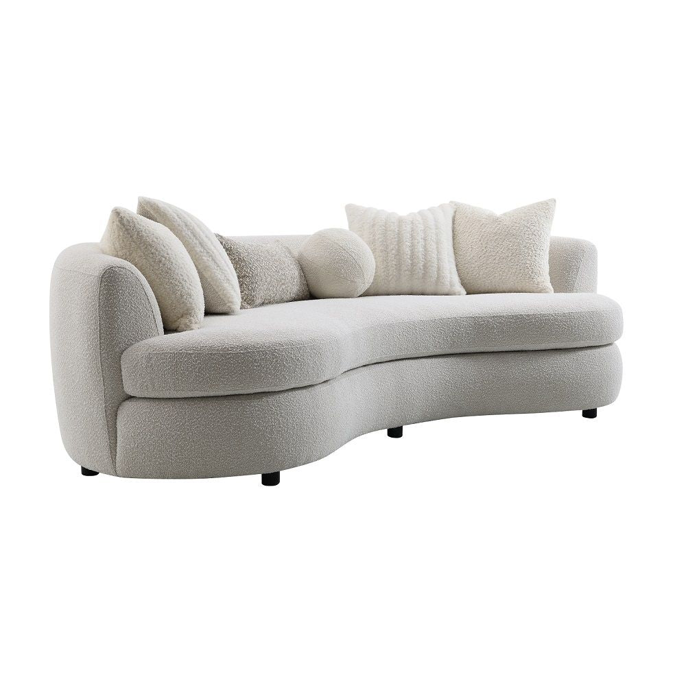 Iniko - Sofa With 6 Pillows - Beige Boucle