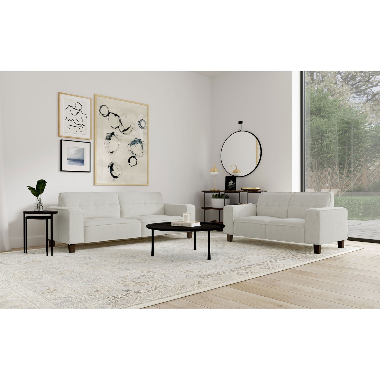 Xana - 2 Piece Upholstered Track Arm Sofa Set - Greige