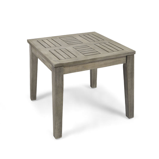 Dexterity - Outdoor Square Side Table With Wood Frame - Gray