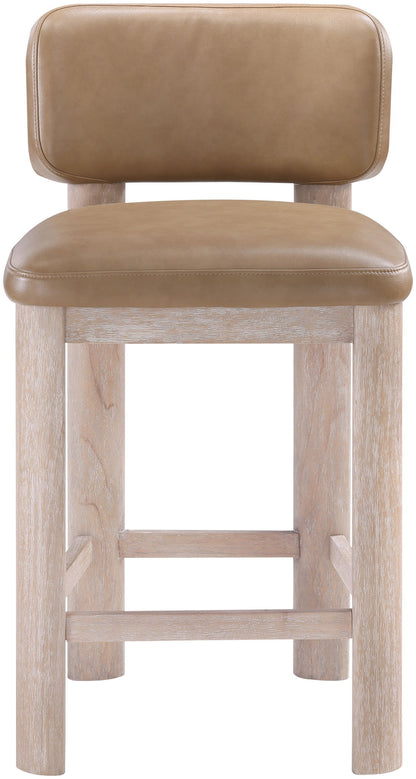 Paloma - Vegan Leather Upholstered Counter Stool (Set of 2) - Tan / Rich Natural
