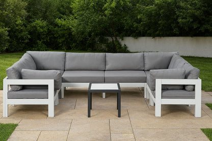 Nizuc - Outdoor Patio 8 Piece Modular Sectional With White Frame