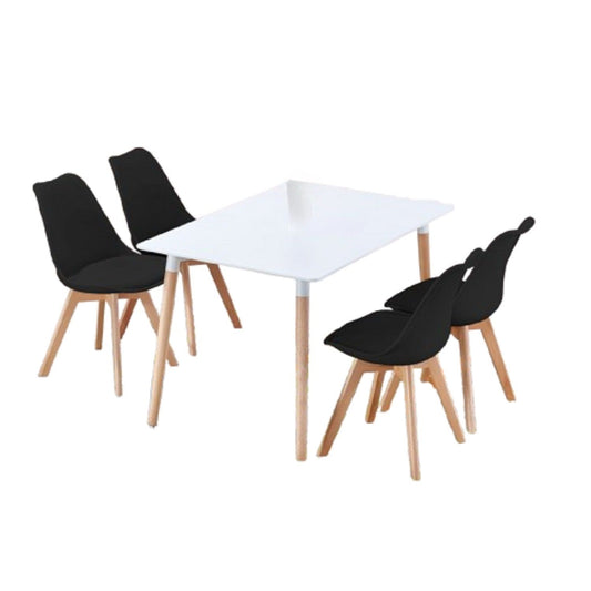 5 Piece Dining Set, Table & 4 Side Chairs, Kitchen Dining Room Furniture - Black