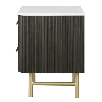 Clayten - Nightstand - Marble Top & Espresso
