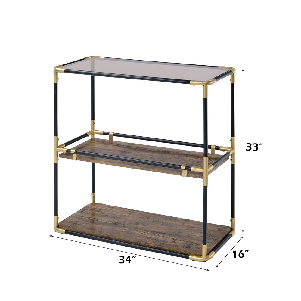 Heleris - Console Table - Smoky Glass Top & Black & Gold