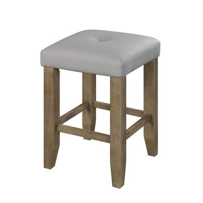 Charnell - Counter Height Stool (Set of 2) - Gray Synthetic Leather & Oak