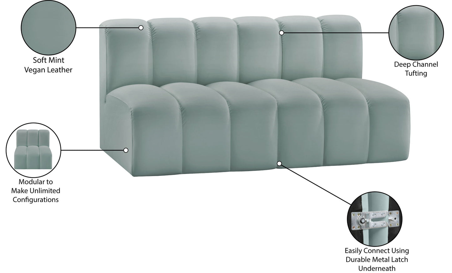 Arc - Faux Leather 2 Seats Modular Sofa