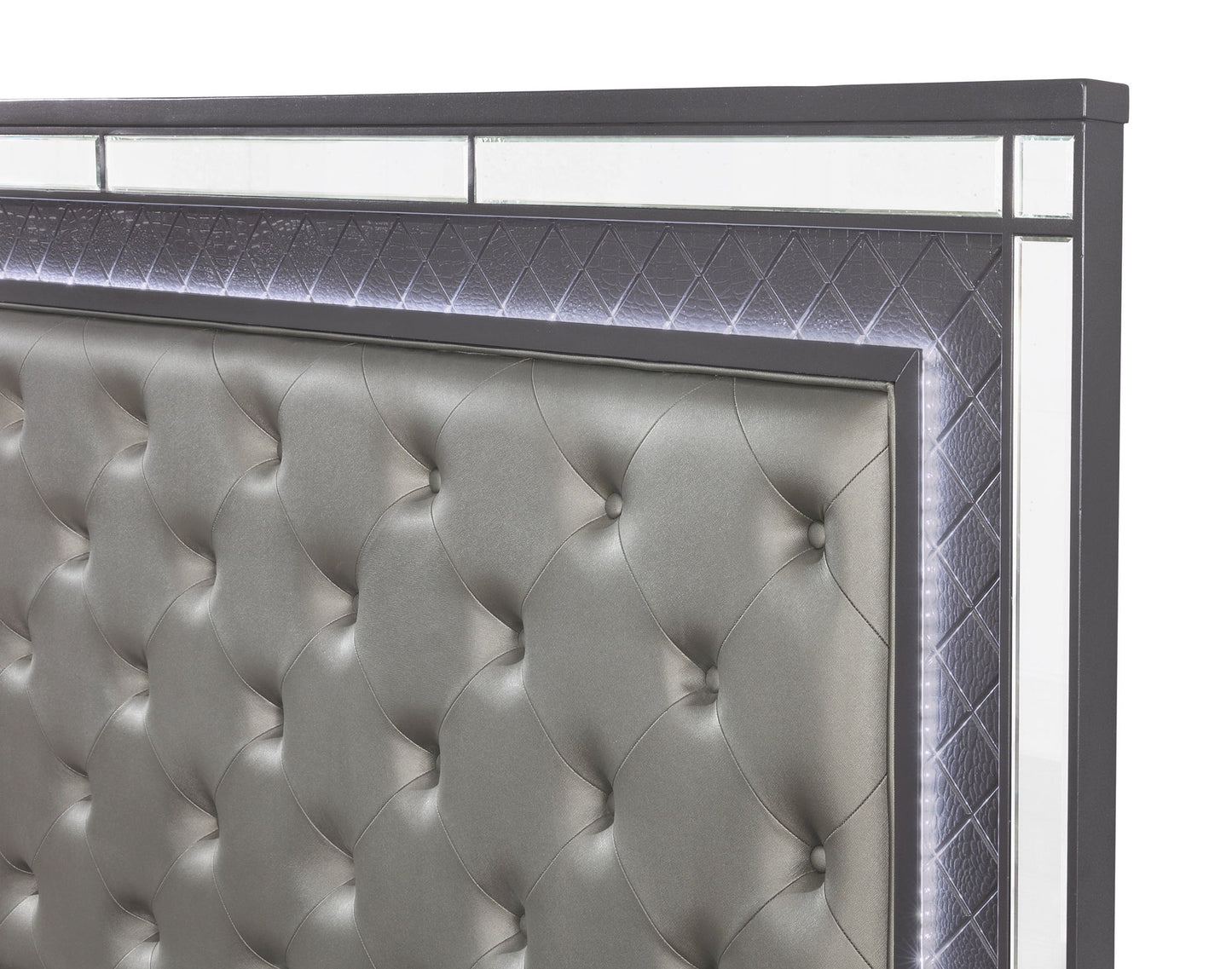 Refino - California King Upholstered Bed - Gunmetal