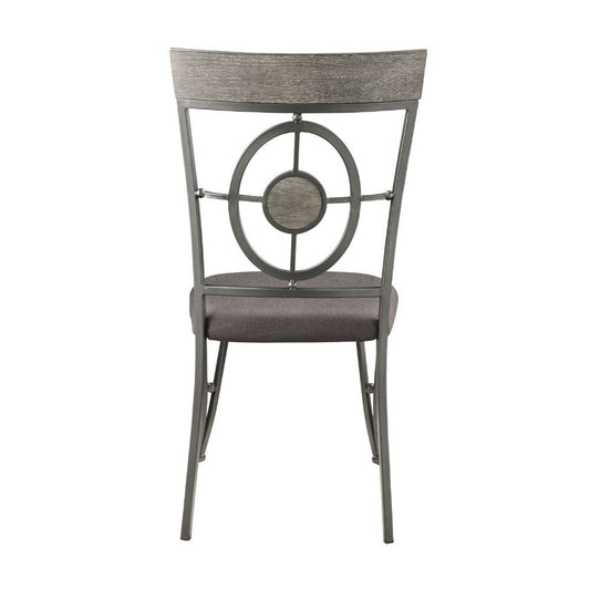 Landis - Side Chair (Set of 2) - Brown Fabric & Gunmetal