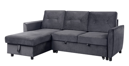 Hudson - Reversible Sleeper Sectional Sofa With Storage Chaise - Dark Gray