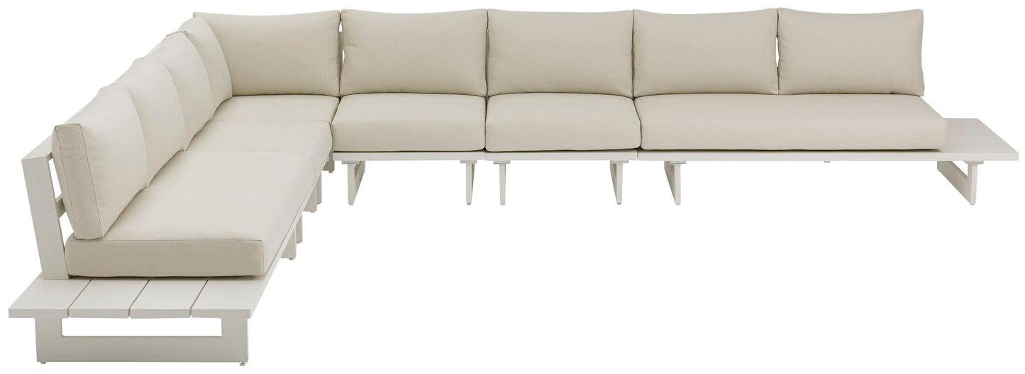 Maldives - 6 Piece Water Resistant Outdoor Patio Modular Sectional With White Base