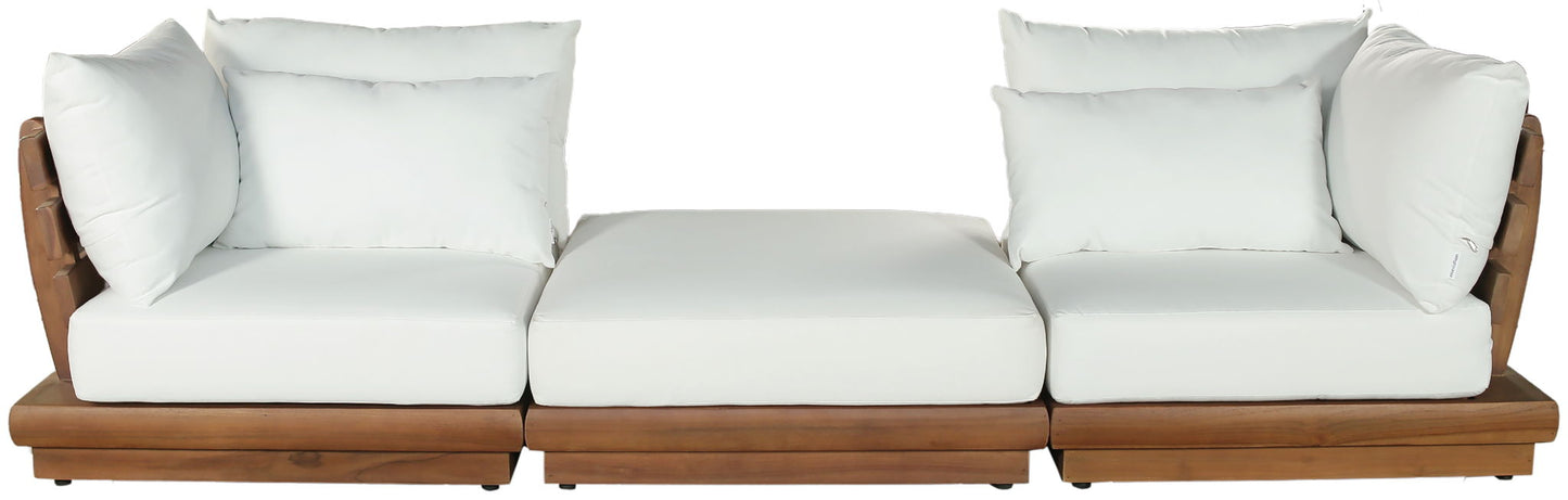 Mirella - 3 Piece Water Resistant Fabric Upholstered Outdoor Patio Modular Sofa