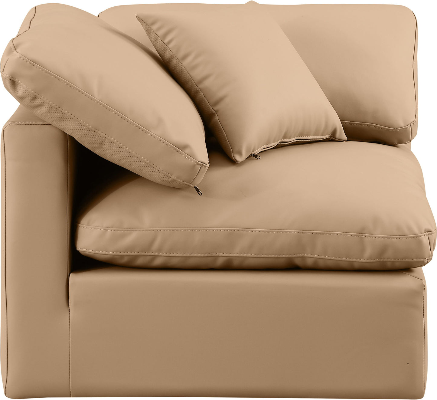 Indulge - Faux Leather Corner Chair - Tan