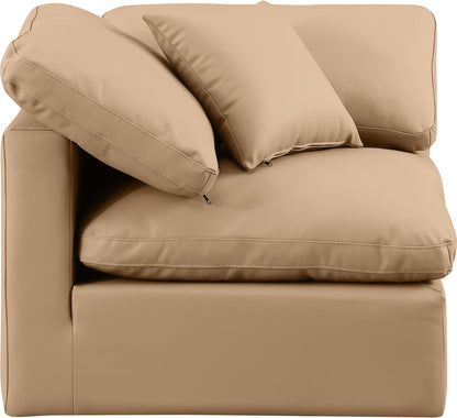 Indulge - Faux Leather Corner Chair - Tan