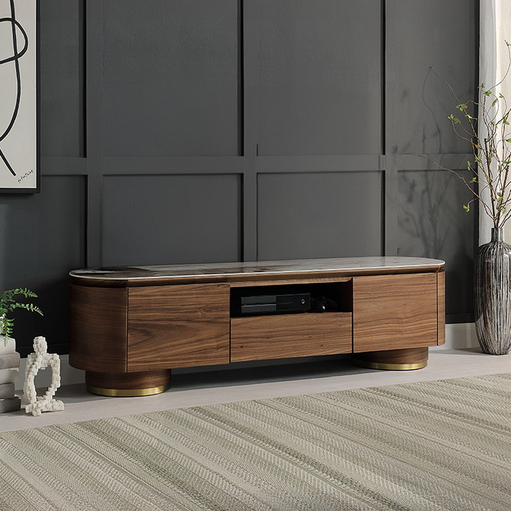 Willene - TV Stand With Ceramic Top - Ceramic Top & Walnut