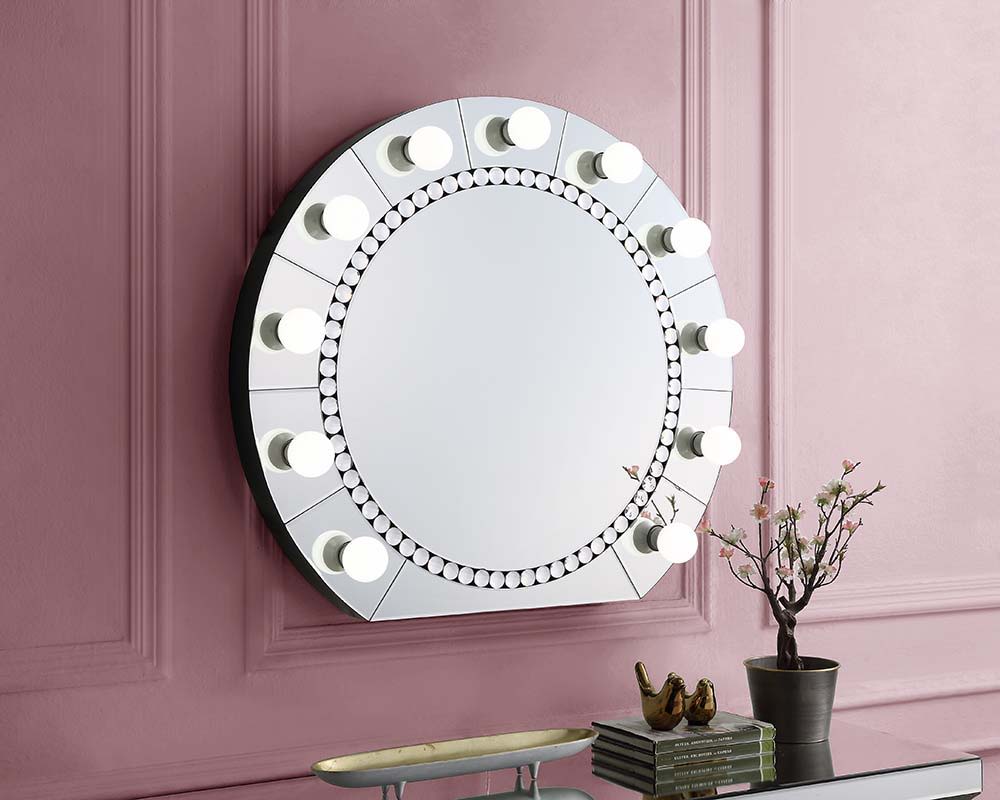 Farai - 29" Accent Mirror - Mirrored & Faux Crystal Diamonds