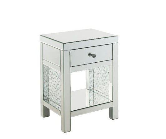 Nysa - 18" X 14" Accent Table - Mirrored & Faux Crystals