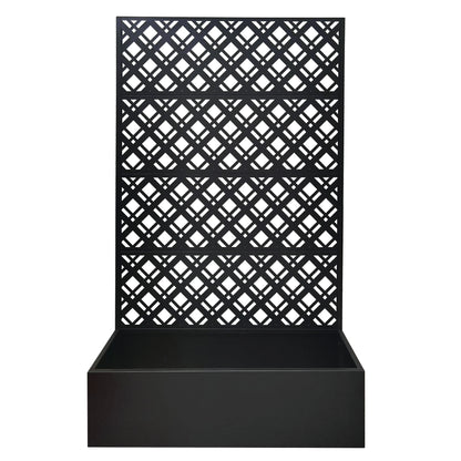 Rhombus Planter Raised Garden Bed With Trellis For Climbing Plants - Black