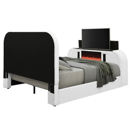Shelyn - Bed With LED, TV Cabinet, Fireplace & Bluetooth