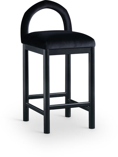 Conrad - Velvet Counter Stool With Black Legs