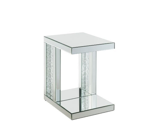 Nysa - 24" Accent Table - Mirrored & Faux Crystals Inlay