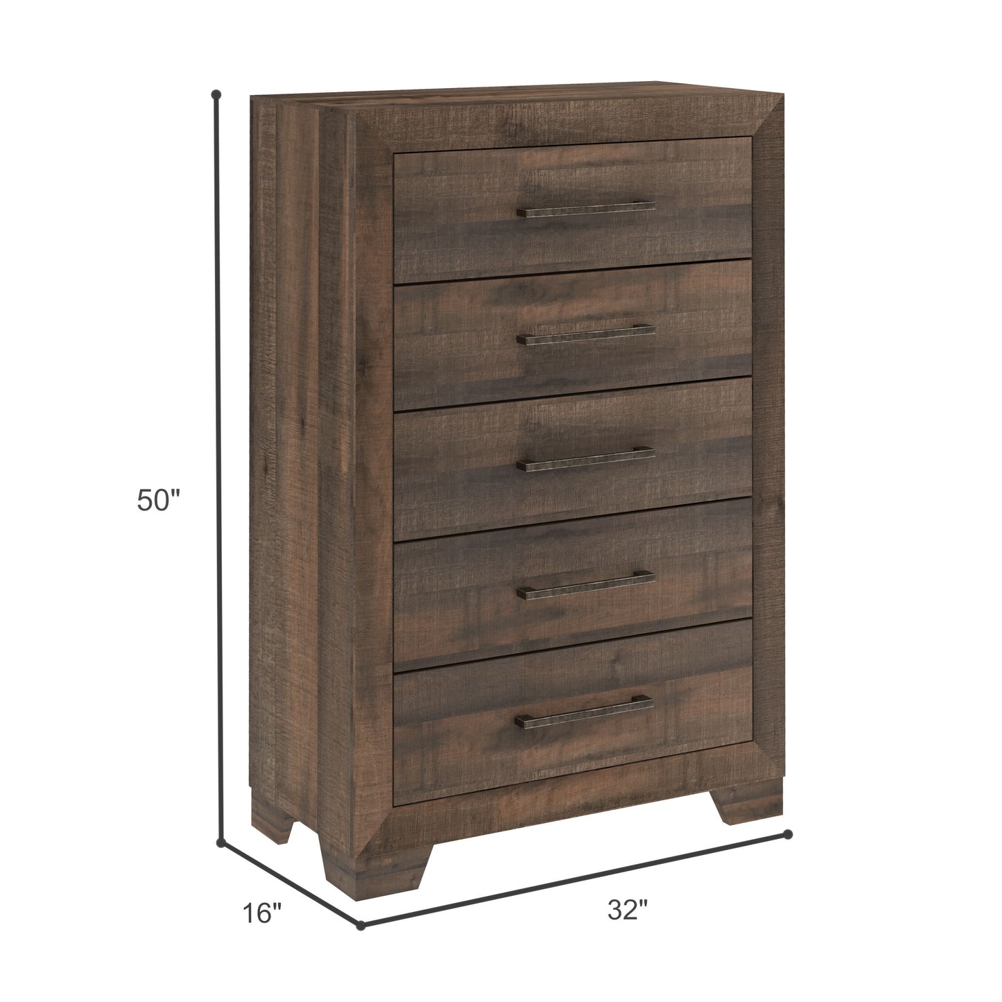 6 Drawer Wooden Dresser - Brown