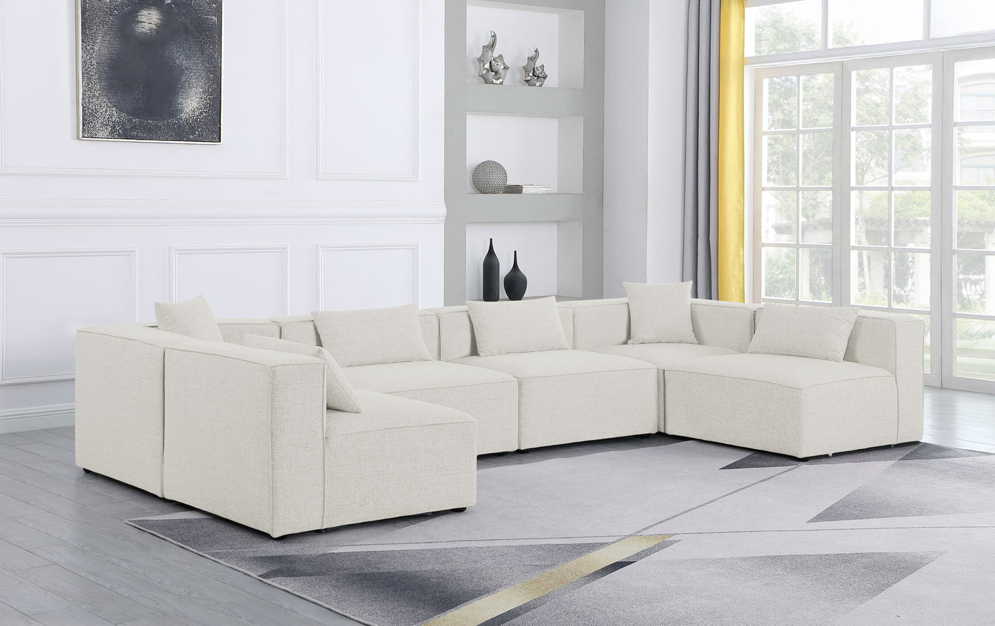 Cube - Linen 6 Piece Modular Armless Sectional