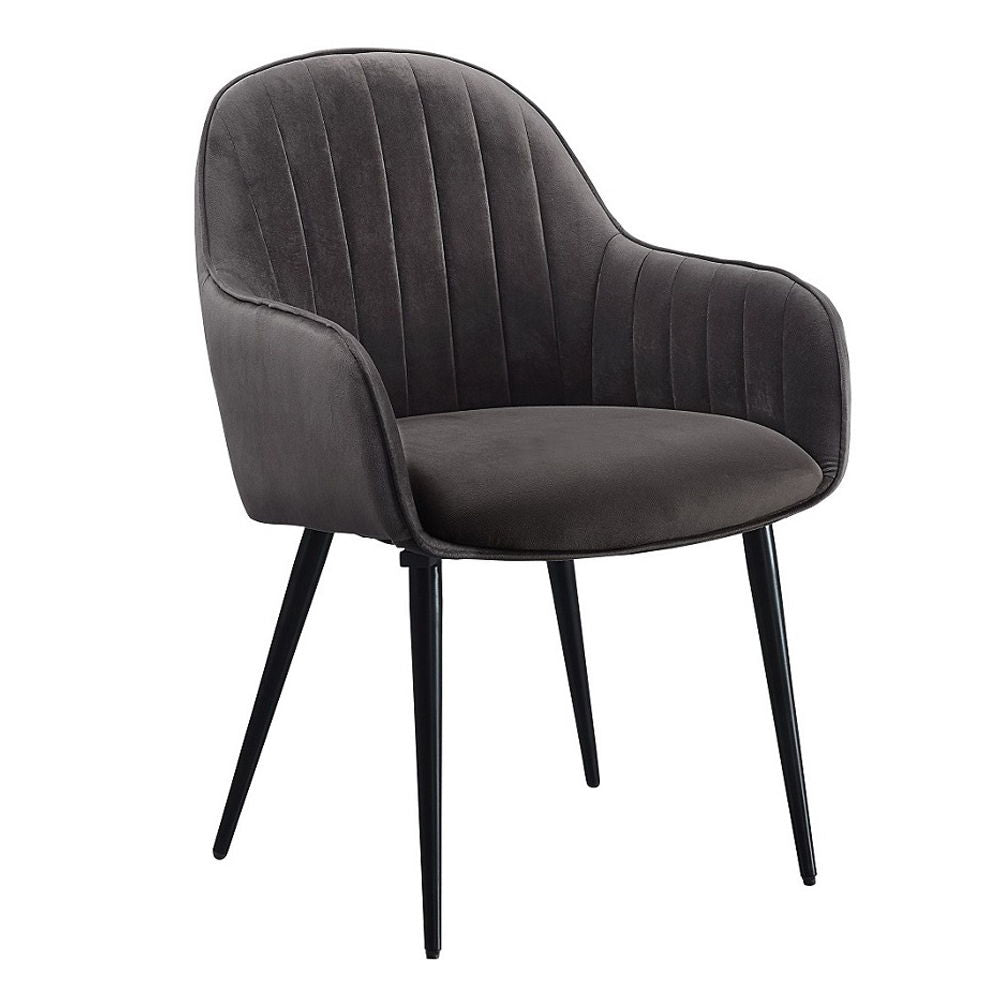 Caspian - Side Chair (Set of 2) - Dark Gray Fabric & Black