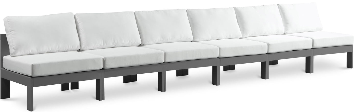 Nizuc - Outdoor Patio 6 Seat Armless Modular Sofa With Gray Frame