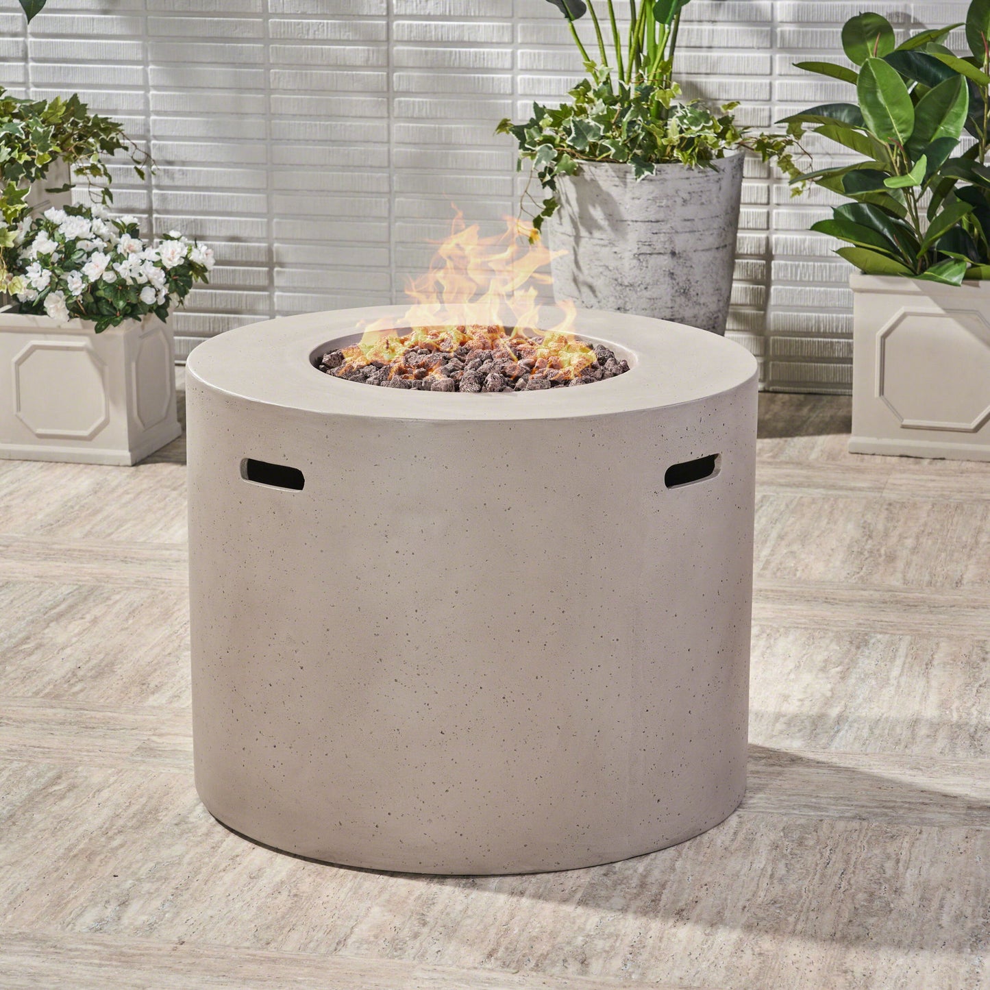Round Iron Fire Pit With 40, 000 Btu