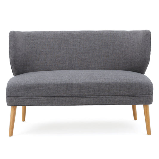Elegant Classic Upholstered Loveseat With Curved Backrest