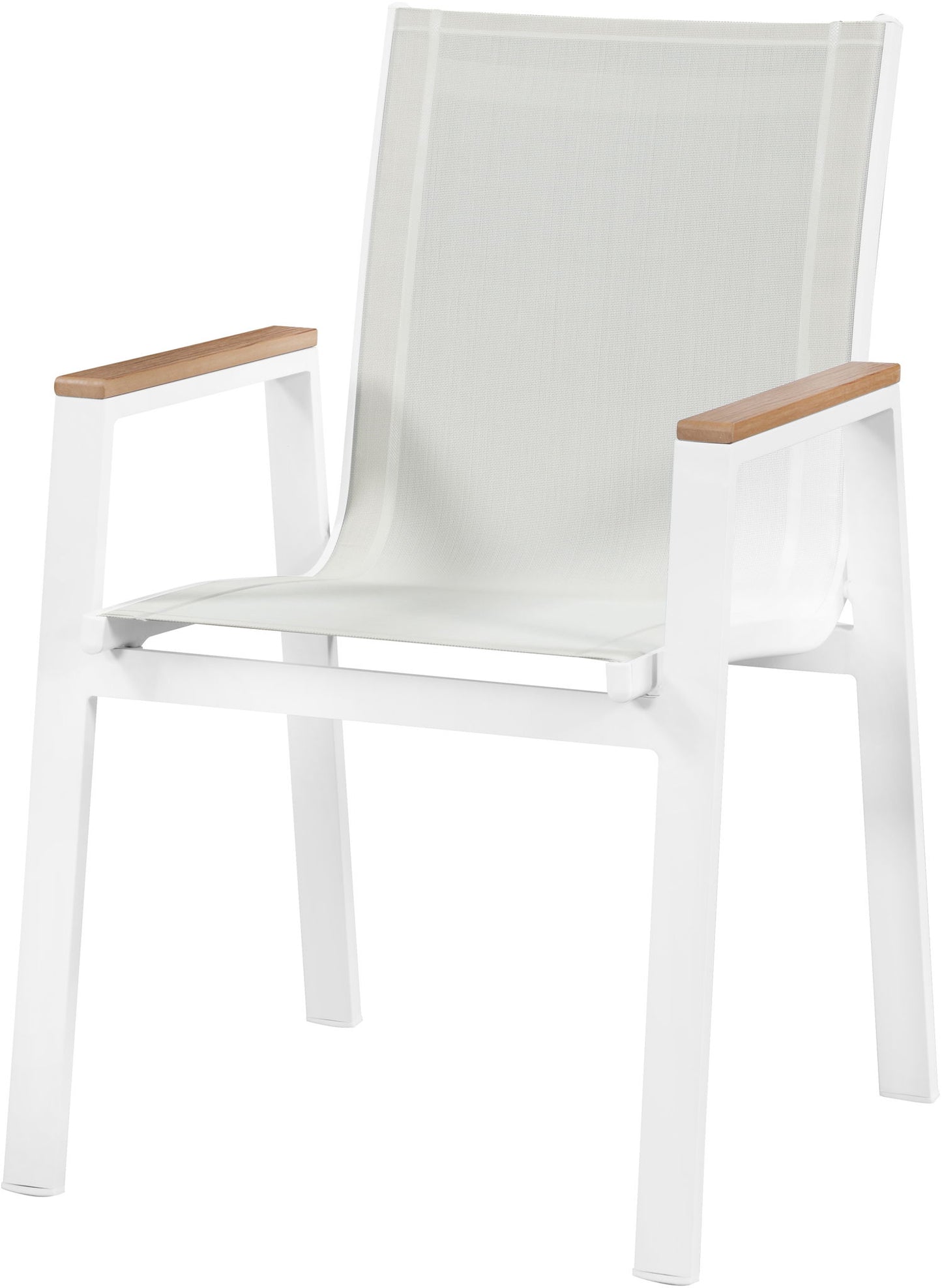 Nizuc - Outdoor Patio Dining Arm Chair With White Frame And Natural Arms (Set of 2)