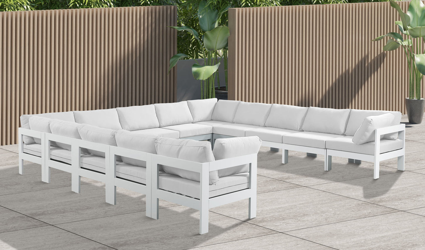 Nizuc - Outdoor Patio 13 Piece Modular Sectional With White Frame