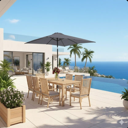 Rectangular Patio Umbrella With Crank Tilt, Polyester UV-Resistant Canopy