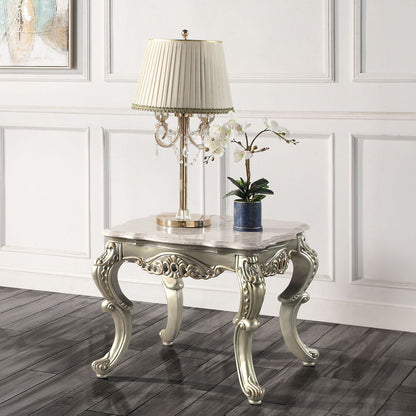 Miliani - End Table With Marble Top - Natural Marble Top & Antique Bronze