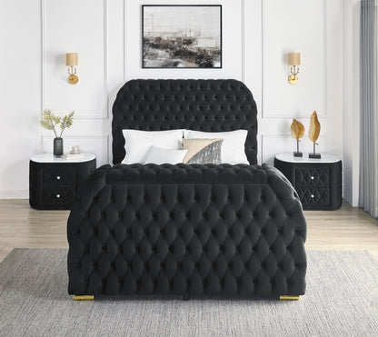 Natalia - Queen Upholstered Bed With Decking Board Set - Black