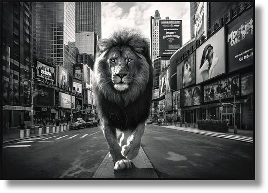 Glossy Painted Framed Canvas - King Of The City - Dark Gray