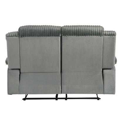 Lesley - Motion Loveseat - Gray Corduroy & Velvet