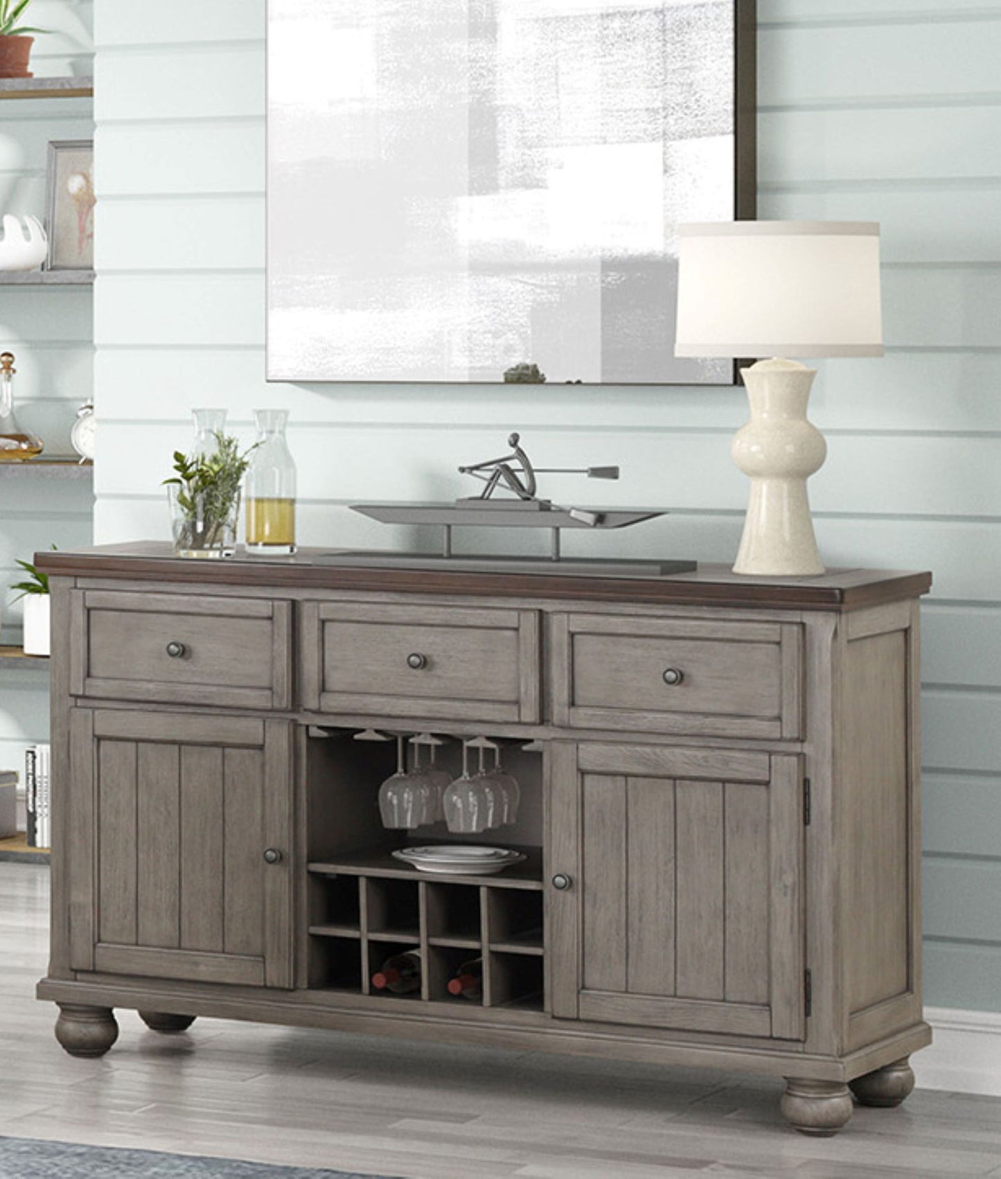 Rustic 2 Tone Sever With Powerpack - Gray