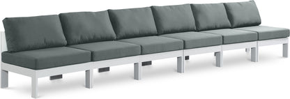 Nizuc - Outdoor Patio 6 Seat Armless Modular Sofa With White Frame