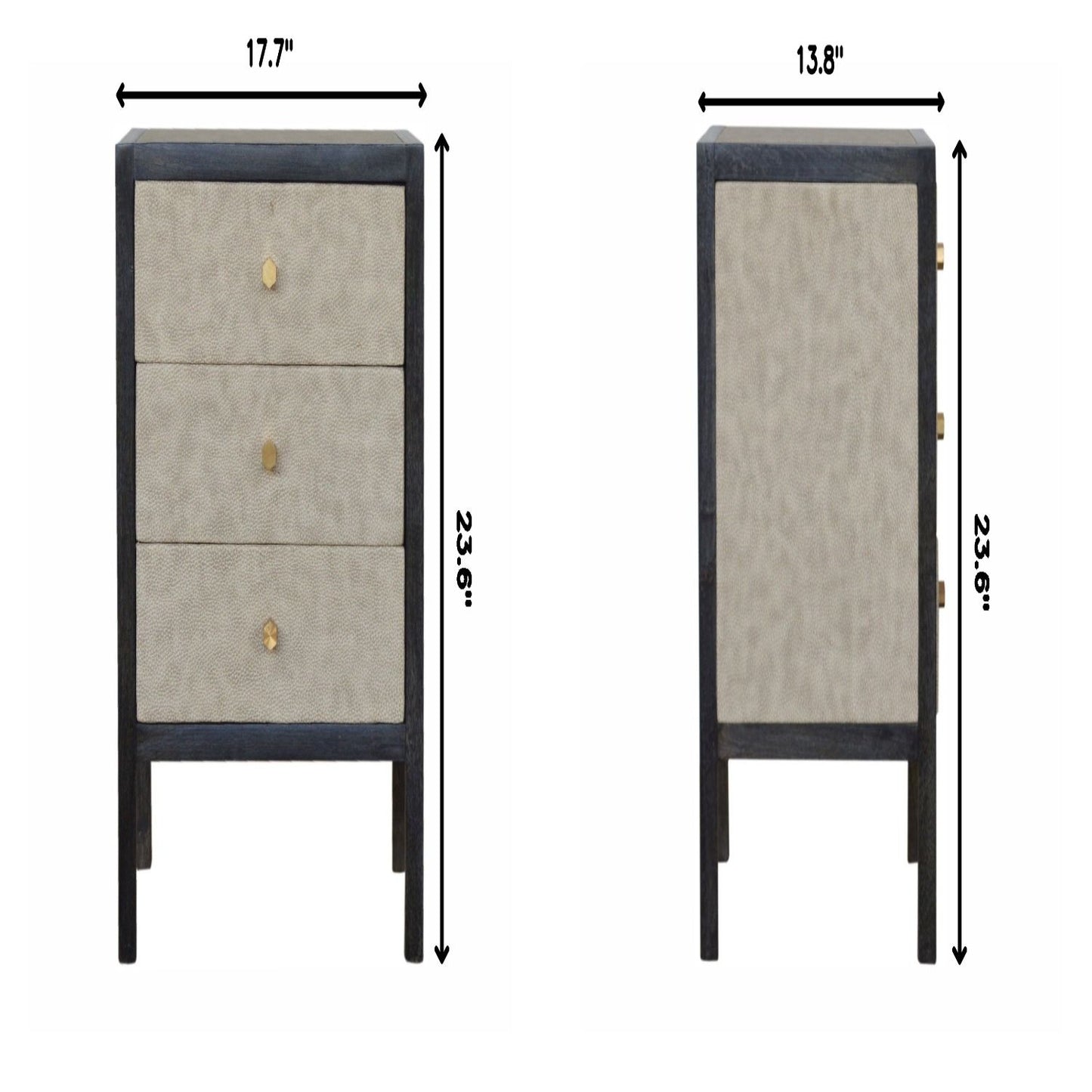 Nightstand, 3 Drawer - Black