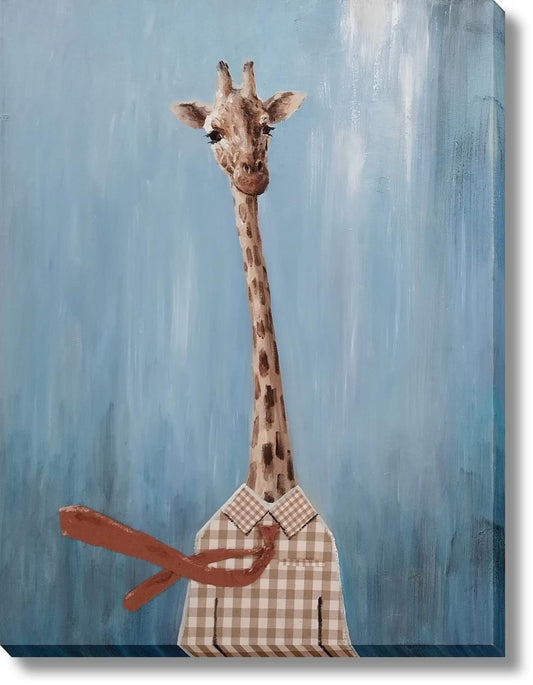 Plaid Neck Giraffe - 22" x 28" Framed Wall Art