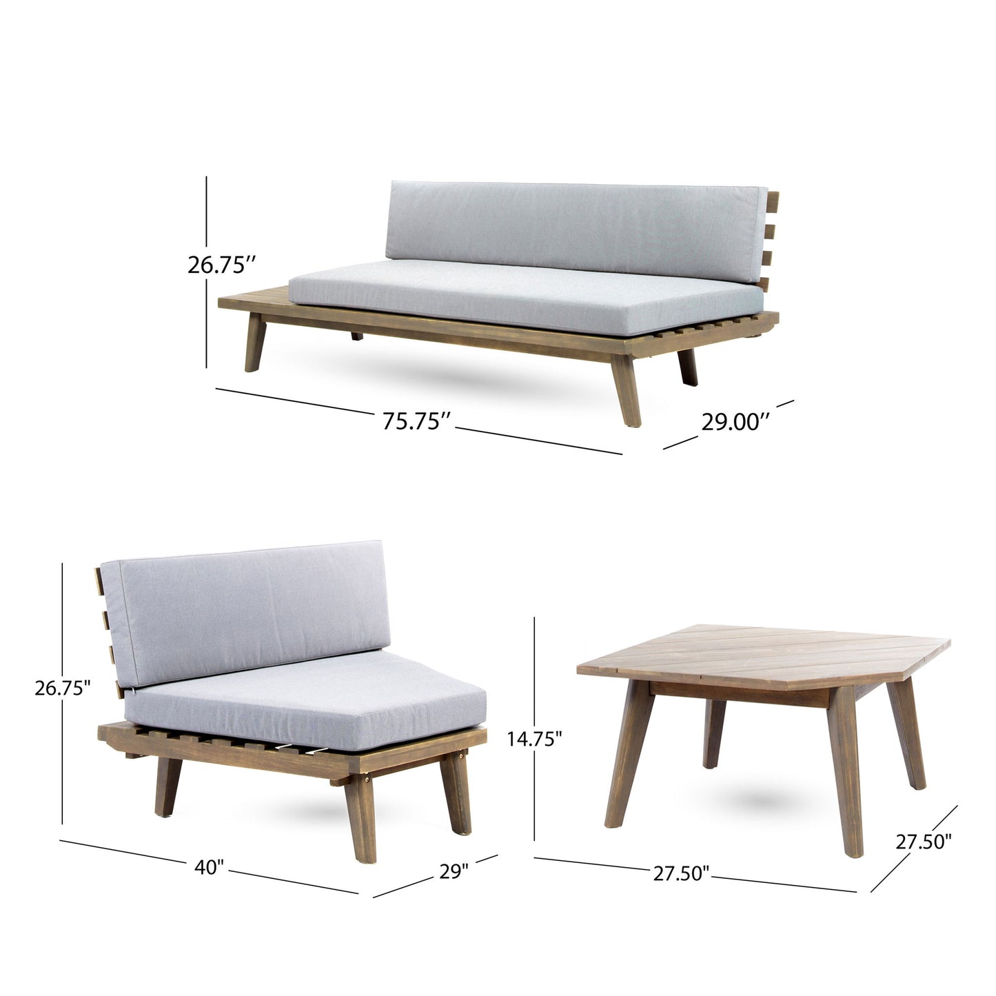 Hillcrest - V Shaped 4 Piece Sofa Set, Water Resistant