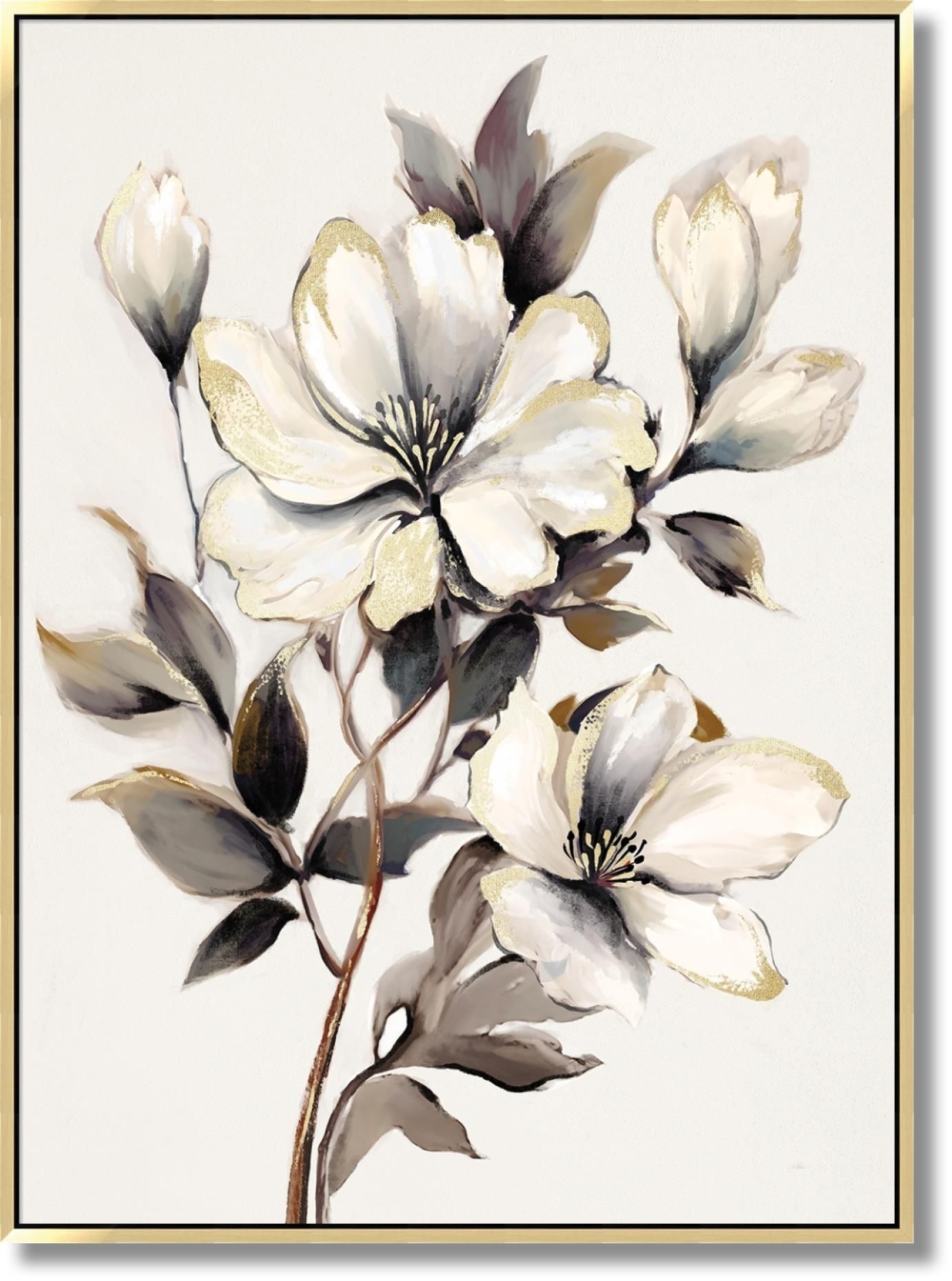Ivory Bloom Serenade - 35" x 47" Framed Wall Art