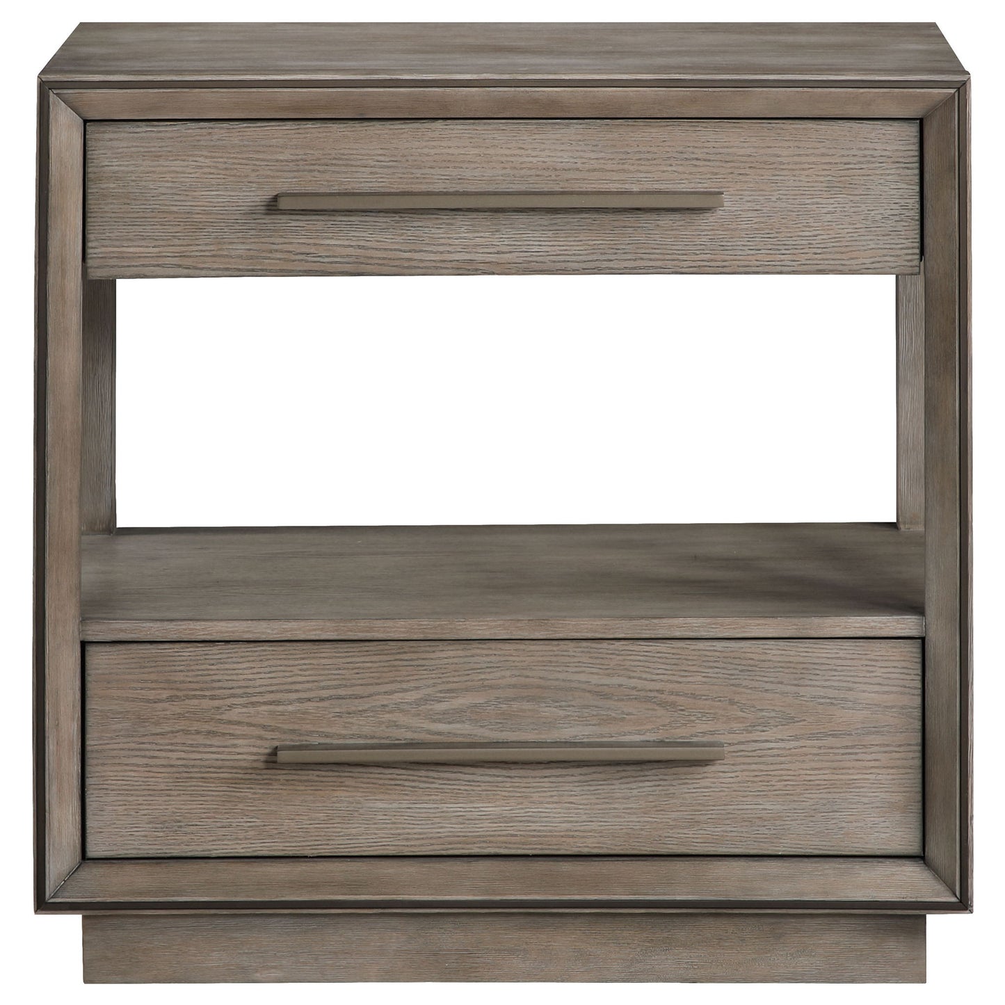 Prescott - 2 Drawers Nightstand With Open Shelf - Taupe