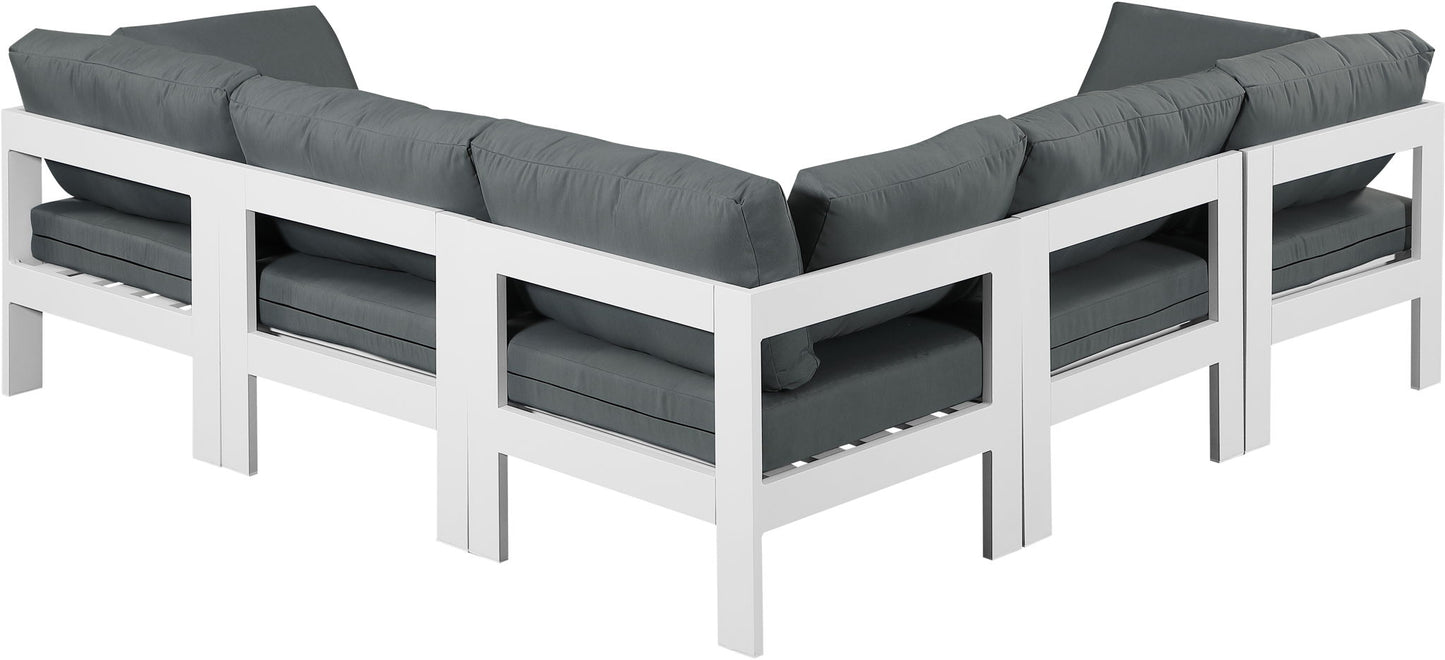 Nizuc - Outdoor Patio 5 Piece Modular Sectional With White Frame