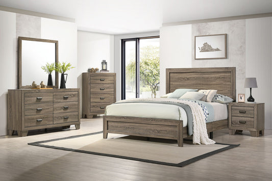 Millie - King 5 Piece Bedroom Set - Warm Gray