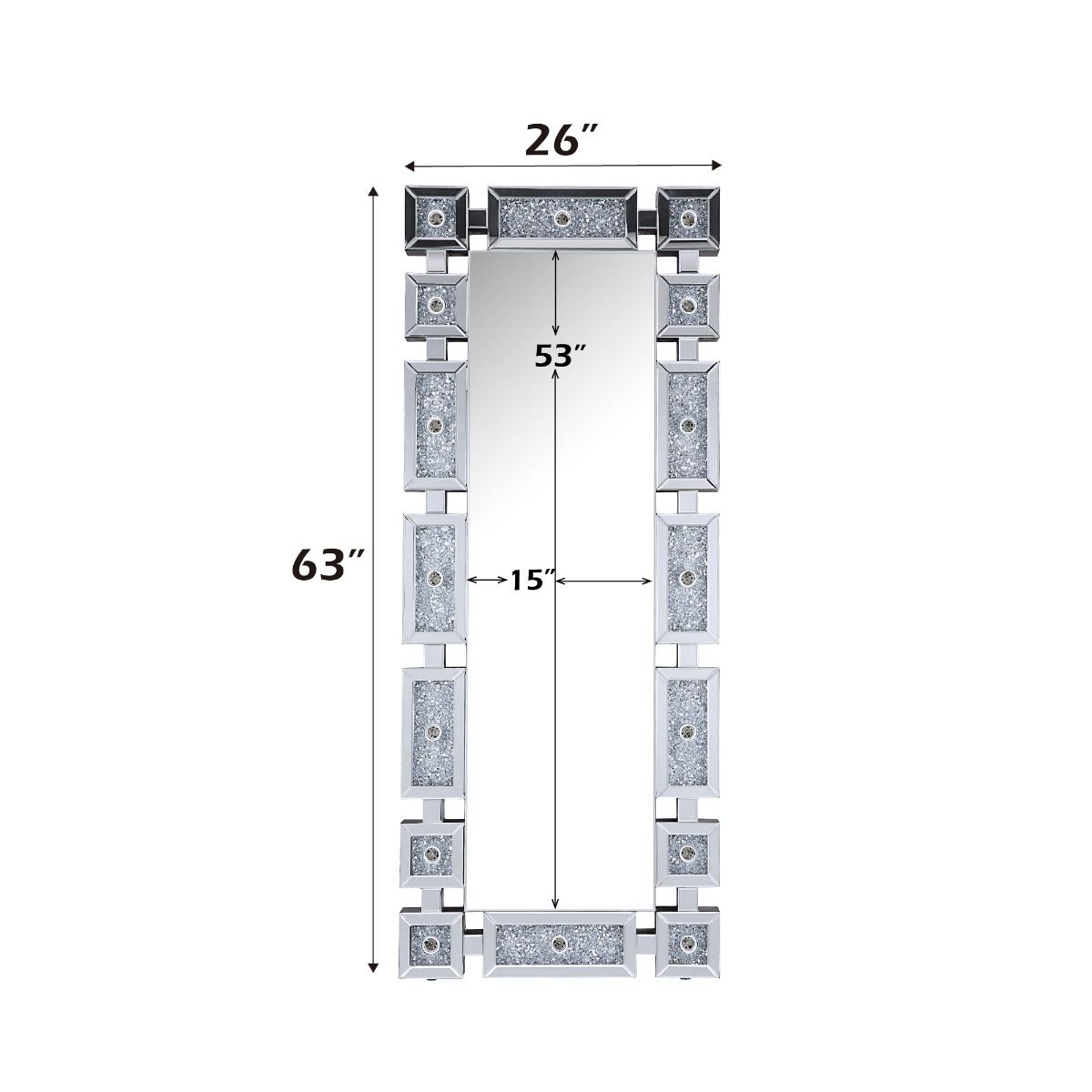 Noralie - Floor Mirror With Faux Diamonds - Mirrored