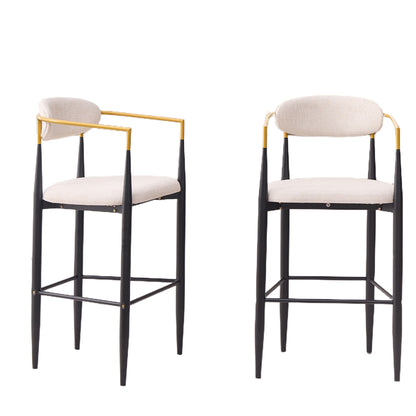 Upholstered Bar Stool With Accented Armrests For Kitchen Island (Set of 2) - Beige