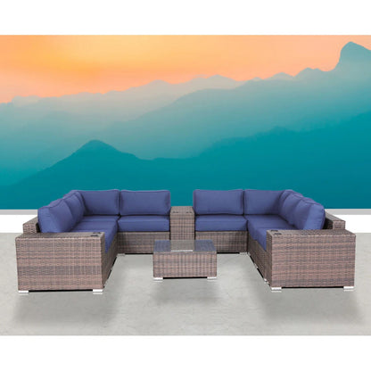 Modern Patio Rattan Sectional Set With Cushions
