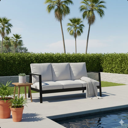 3 Seat All-Weather Patio Sofa With Cushions